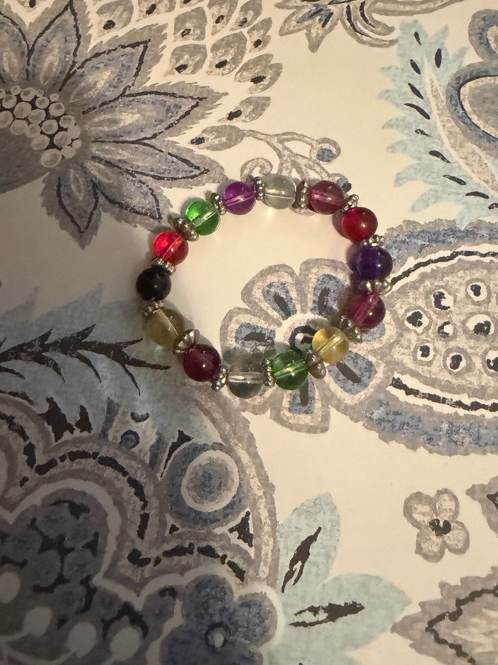 Small Multicolor Glass Bead Stretch Bracelet